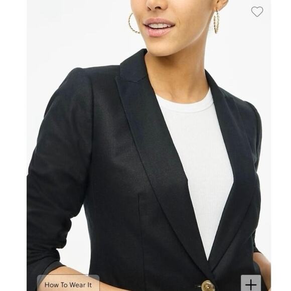 NWT J. Crew Factory Linen-blend Holland Blazer Black Size 18 AL222 Career Work - Picture 11 of 12